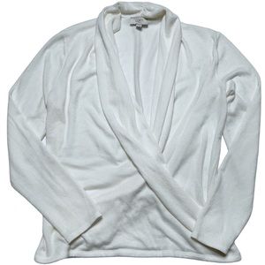 Loft Women’s Large Wrap Sweater Long Sleeve White Cross Loose Shirt Top L